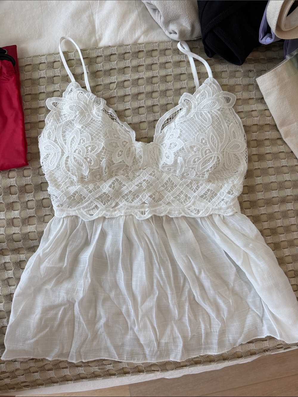 White baby doll tank top